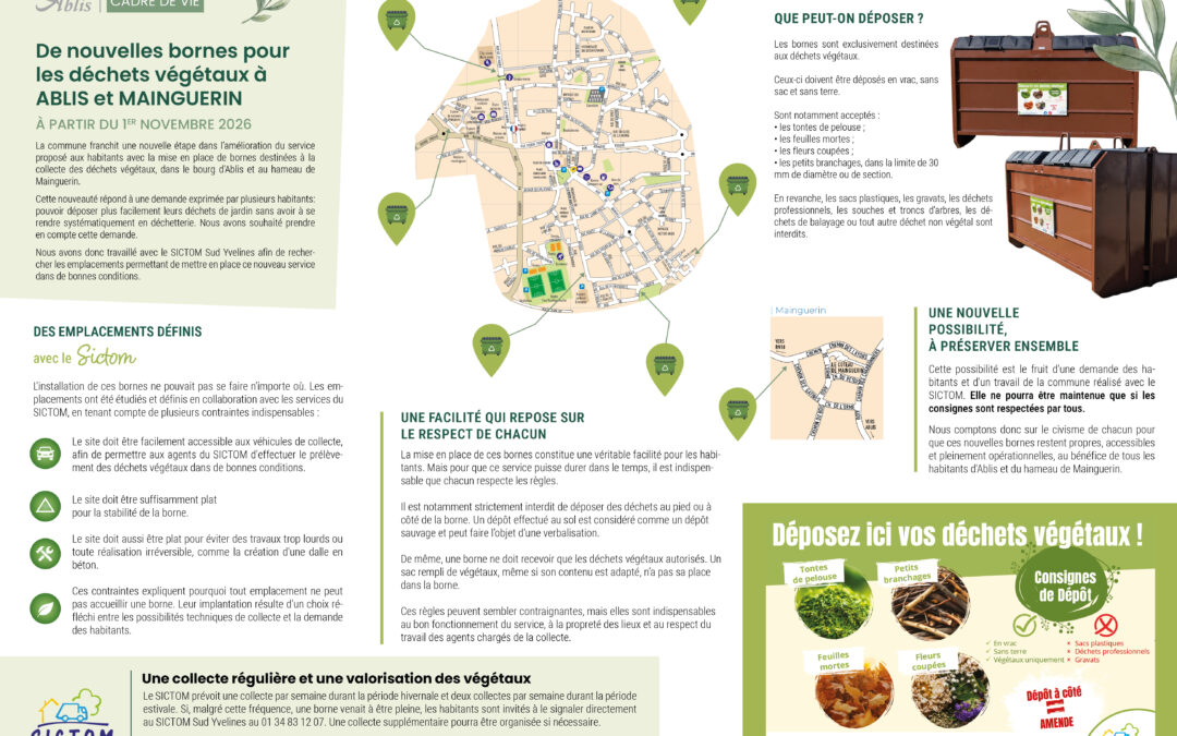 DE NOUVELLES BORNES POUR LES DÉCHETS VÉGÉTAUX À ABLIS ET MAINGUERIN !